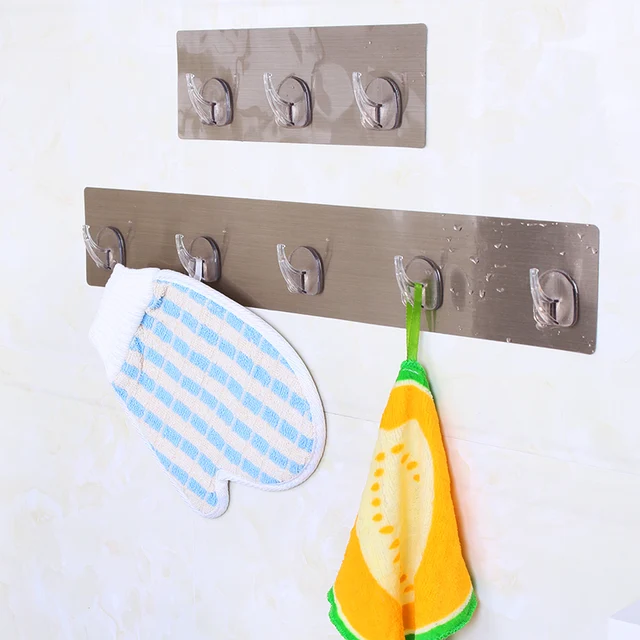 3 In 1 Self Adhesive Wall Hooks Waterproof Oilproof Strong Sticking 3 In 1 Self Adhesive Wall Hooks Waterproof Oilproof Strong Sticking Kitchen Hook Hanger Clothes Towel Rack Coat Hat