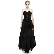 Black Linen Laced Gothic Backless Sexy Strapless Dress Steampunk Elegant Charming Long Dress Party Clothings