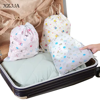 

XZJJA 2PCS Cartoon Waterproof Drawstring Storage Bag Travel Clothing Underwear Organizers With Perspective Window Beam Pouch