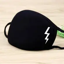 Унисекс, теплая утолщенная маска для рта на половину лица, хлопок, мультяшная молния, Анти-пыль, антибактериальный респиратор, классический, черный, белый