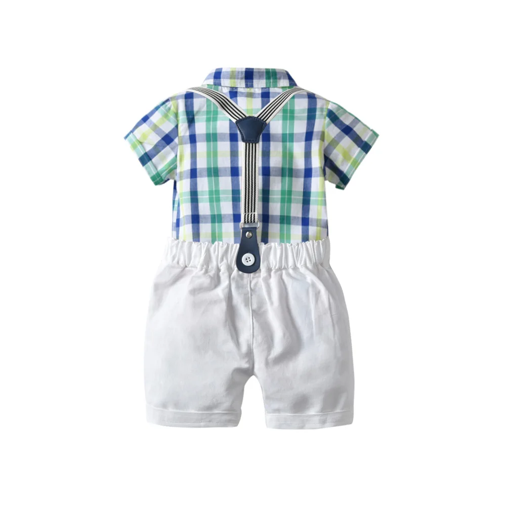 WEPBEL/комплект детской одежды в клетку для мальчиков; рубашка с короткими рукавами+ короткие штаны; комплект повседневной модной хлопковой детской одежды из 4 предметов