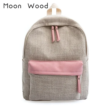 

Moon Wood Casual Women's Patchwork Backpack School Bags For Teenager Girls Notebook Backpack Female Travel Shoulder Bag Mochila