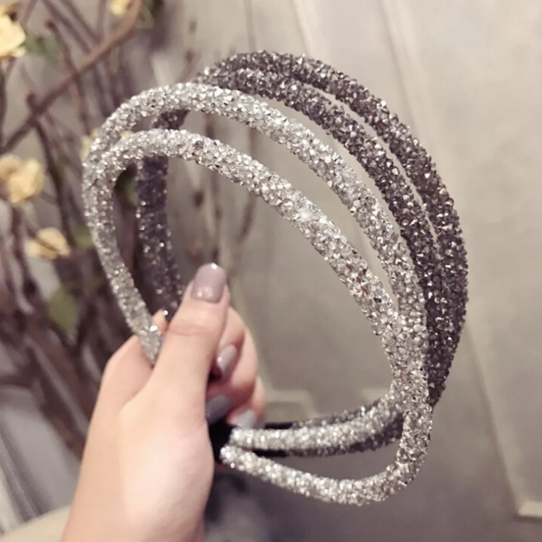 

Full Drilling Double Thin Headband For Women Fashion Glitter Hairband Hair Hoop Korean Girls Hair Accessories Headwear