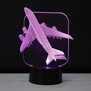 

Aircraft 3D Table Lamp LED Night Light Methacrylate plate Veilleuses 7 Colors Changeable Lampe Touch Switch Luminaria Lamparas