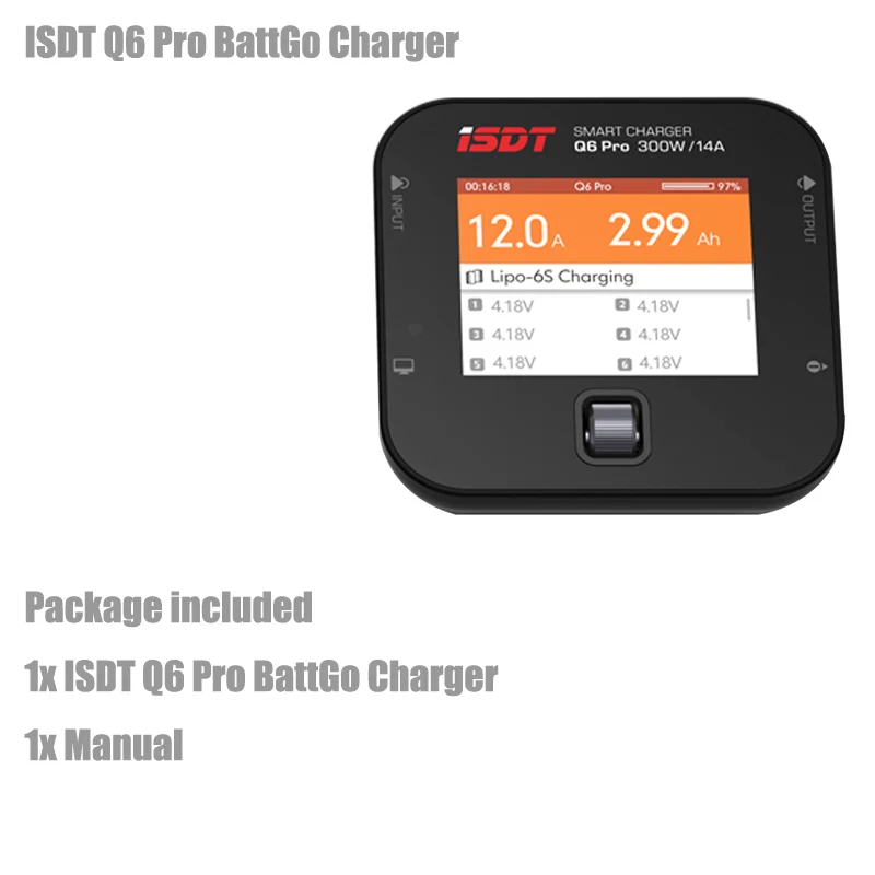 

iSDT Q6 PRO 300W 14A Pocket Battery Balance Charger Q6 PRO for RC Drone Helicopter Quad Car Boat RC Charger Part