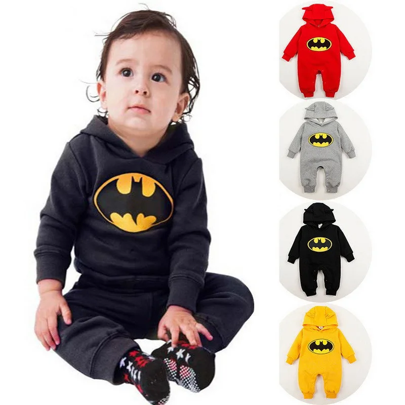 

2016 Baby 100% Cotton Jumpsuits Autumn & Winter Batman Design Infant Cartoon Hooded Rompers Infantile Boys & Girls Romper, HC611