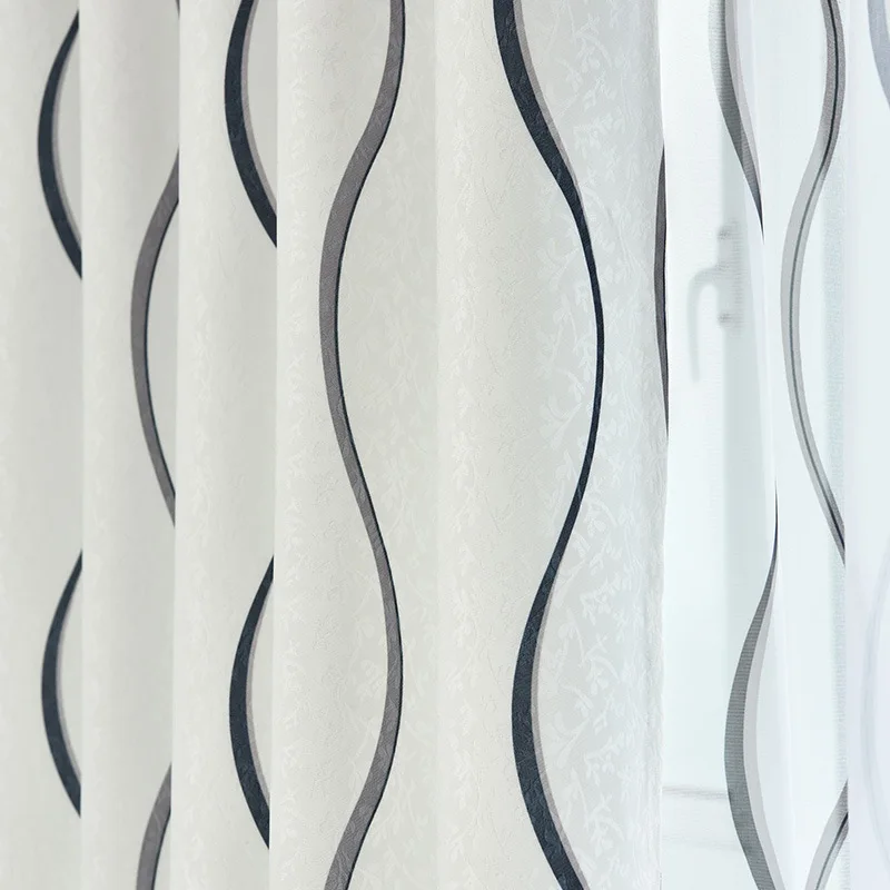 2019 New Style Stripe Curtain for Living Room Bedroom Modern Design Blackout Home Decoration For Kids White Window Treatment 2019 New Style Stripe Curtain for Living Room Bedroom Modern Design Blackout Home Decoration For Kids White Window Treatment