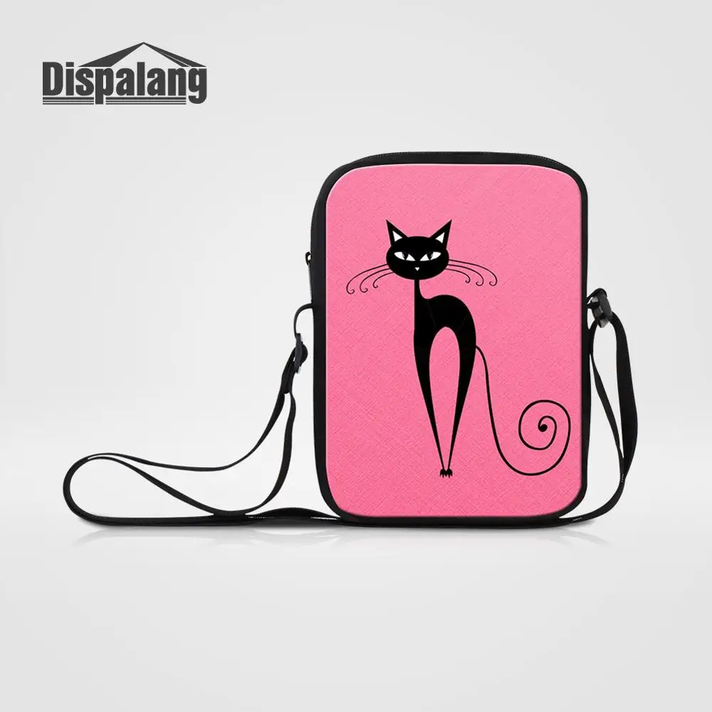 Dispalang мини-сумки-мессенджеры для женщин, розовая сумка через плечо с рисунком кота для девочек, повседневные школьные сумки, женская сумка с клапаном - Цвет: Небесно-голубой