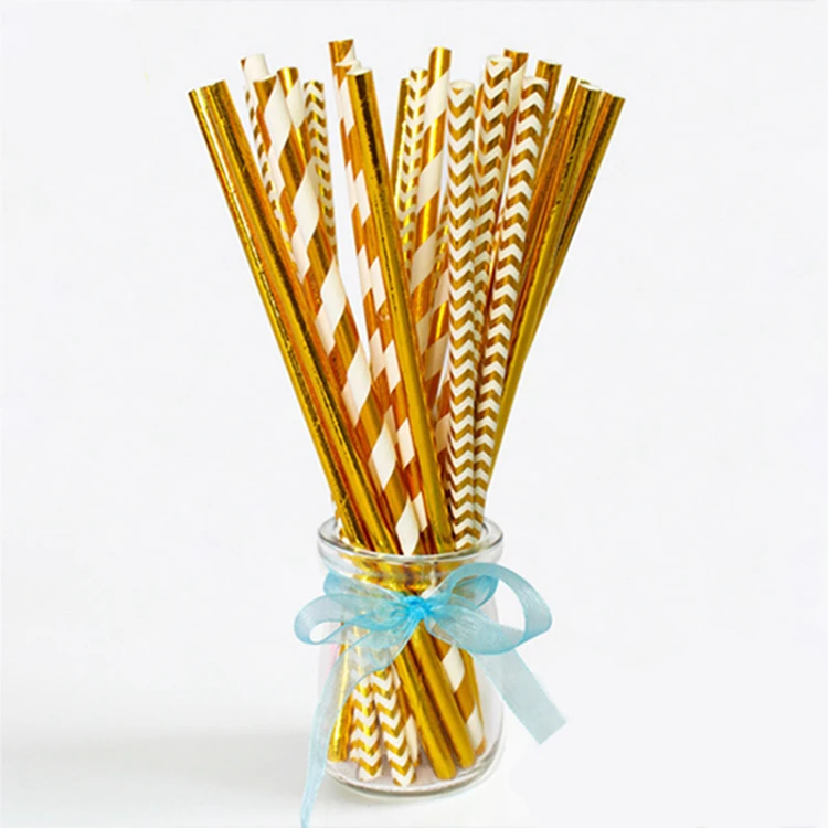 Heronsbill 25 шт. бумажные соломинки для детского душа для мальчиков и девочек на день рождения, свадьбу, вечеринку, украшения для детей и взрослых, Настольные принадлежности, золото
