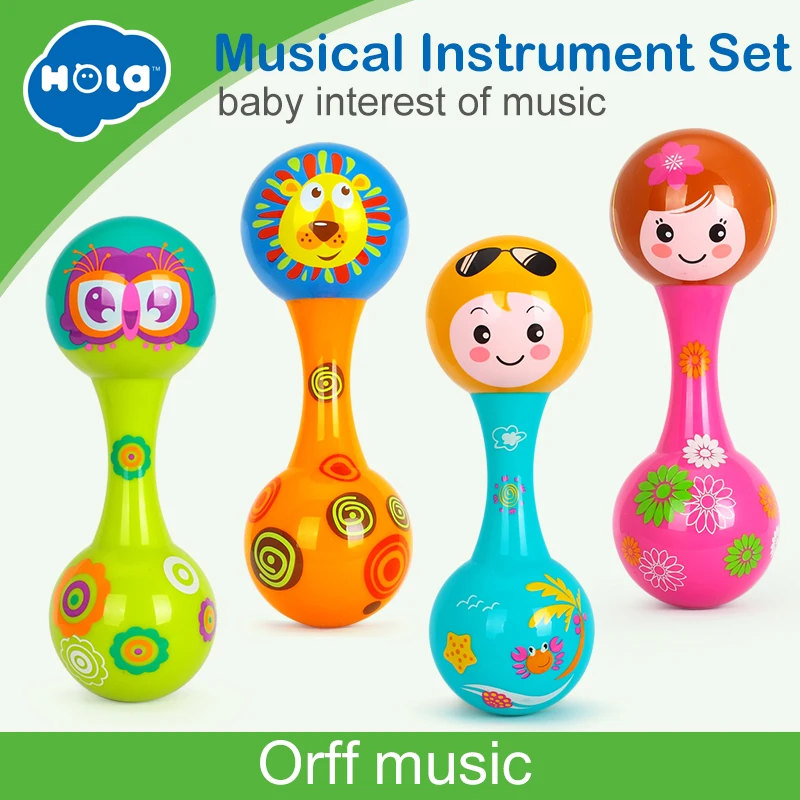 HOLA 3102A Baby Toys Dolls Musical Instruments Wood Rattles Toys For Babies Child Baby Shaker Toy For Children Gift Toys Shaker