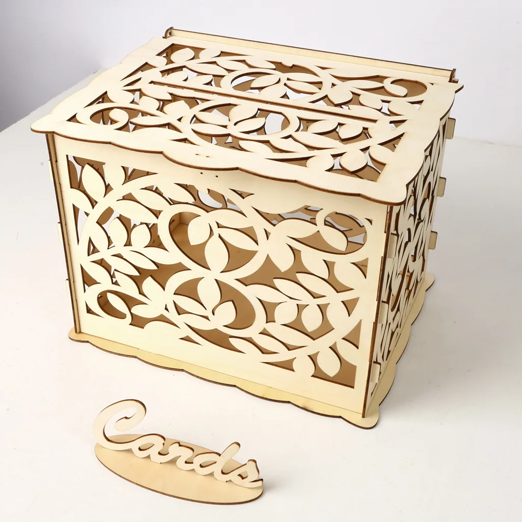 DIY коробка карты свадьбы фон с изображением деревянной Box подарок держатель для