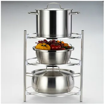 

Bathroom Storage Rack Stainless Steel Pot Pan Cover Racks Holder 2/3/5 Layer Corner Storage Shelf Organizer Kitchen Accessories