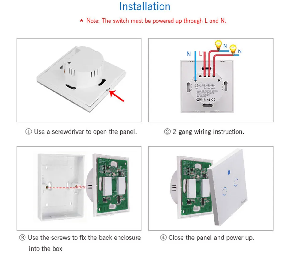 4---Sonoff T1 EU UK Panel WiFi RF 433 APP  Touch Control Wireless Light Switch 1 2 3 Gang 1 Way Wall Touch Glass Switch Smart Home
