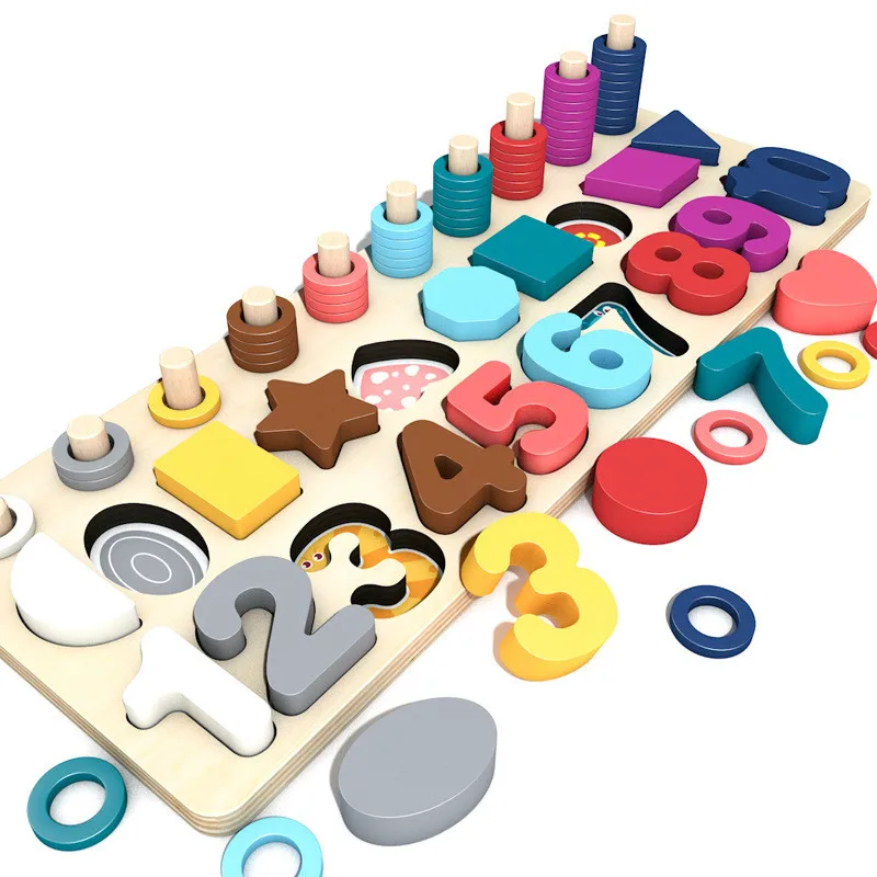 Детские деревянные игрушки, обучающие подсчитывать цифры, совпадающие с цифровой формой, раннее образование, обучающая Математика игрушки Монтессори