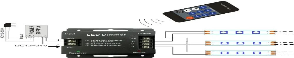 Диммер DC12-24V DT23 светодиодный Одноцветный диммер с радиочастотным пультом дистанционного управления Яркость для светодиодный спот 18A 11 ключ для светодиодный полосы света