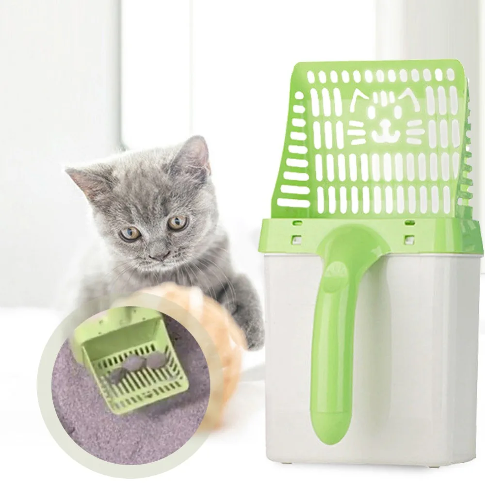 Beste Dropshipping Nuttig Kattenbakvulling Schop Huisdier Kattenbakvulling Zifter Hollow Netter Scooper Kat Zand Cleaning Scoop met 15 stks Afval tassen
