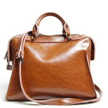 Новинка года обертывания масло воск сумка из воловьей кожи Бостонская сумка дамская вместительная ручная сумка