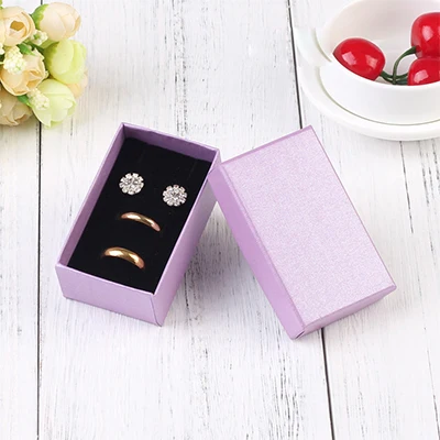 32 шт Ювелирные наборы дисплей коробка картонная ожерелье серьги кольцо коробка 5*8 см подарочная упаковка с черной губкой может персонализированный логотип - Цвет: Фиолетовый