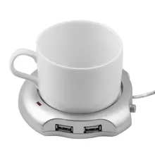Серебряный 4 порта usb-хаб чай кофейная чашка кружка подогреватель 50 градусов Максимальная температура жидкости Электрический подогреватель для ПК нагреватель Pad