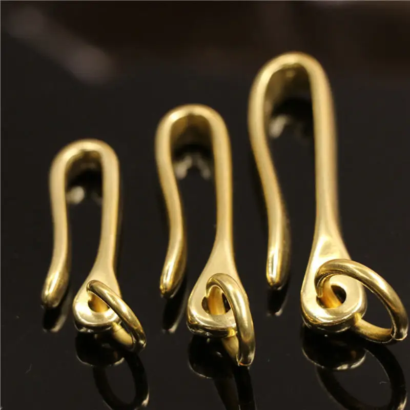 

Solid Brass Belt U Hook Keychain Key Ring Wallet Fob Clip Retro Vintage Fish Hook with O ring 3 Sizes Available