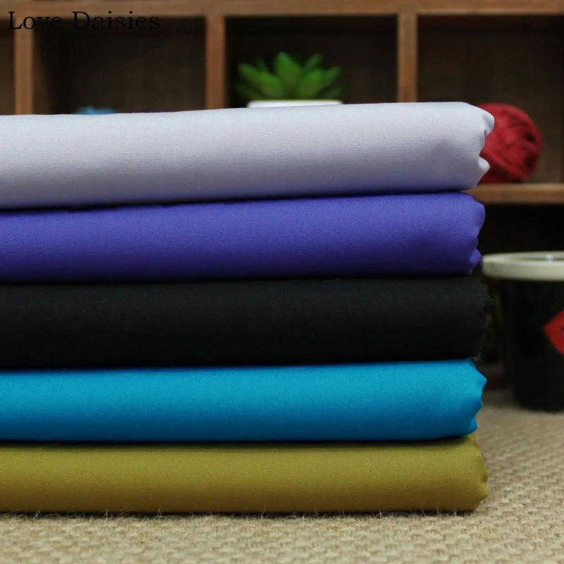 

100% Cotton Plain Poplin Solid BLACK BLUE MUSTARD YELLOW LIGHT GRAY Fabrics for DIY Handmade Apparel Dress Shirt Blouse Pants
