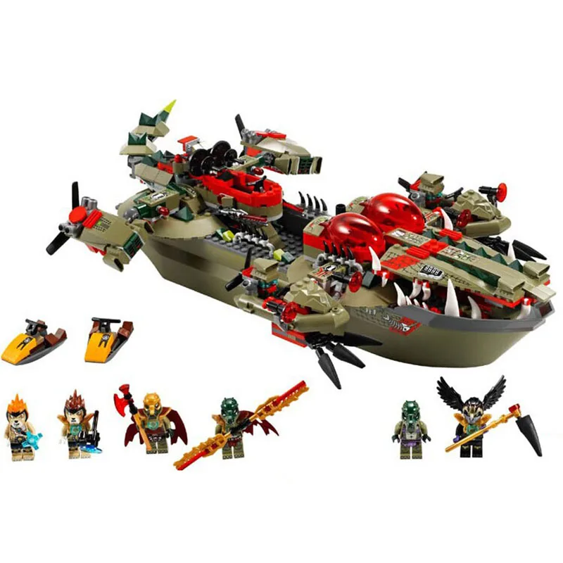 Chimaed Minifigures Block Crocodile command ship Building Bricks Cragger Compatible font b legoed b font Toy