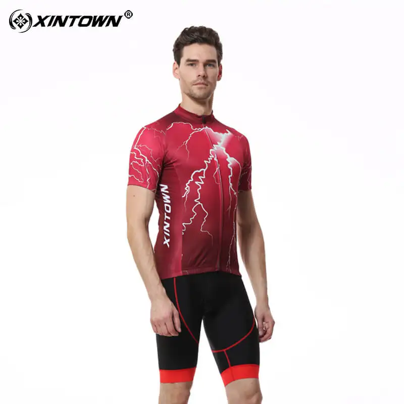 

XINTOWN Cycling Set Bike Clothing Breathable Men Bicycle Wear Spring Summer Short Sleeve Cycling Jerseys Sets Bib Shorts Set