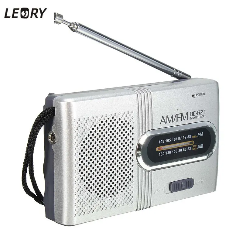 

LEORY Best Quality BC-R21 Mini Radio Portable AM FM Telescopic Antenna Radio World Receiver Speaker DC 3V