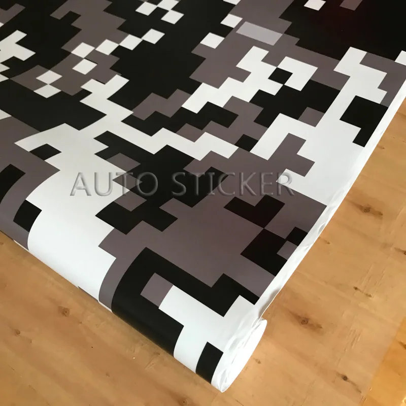 Gray White black digital camo wraps 4