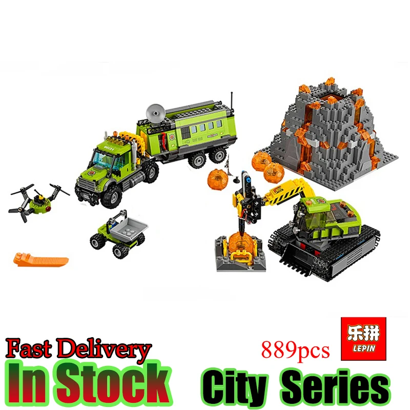 

LEPIN 02005 City series 889Pcs Volcanic expedition base Model Building blocks Bricks Compatible 60124 Toy for Gift