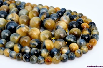 

GemIsland Wholesale Natural Golden Blue Tiger Eye Loose Beads Round Shape 6/8/10/12mm