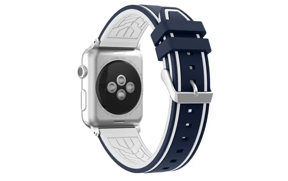Спортивный силиконовый браслет для apple watch, 42 мм, 38 мм, 40 мм, 44 мм, умные Ремешки для наручных часов, часы для мужчин и женщин, ремешок для iWatch, серия 4, Новинка - Цвет ремешка: Blue white