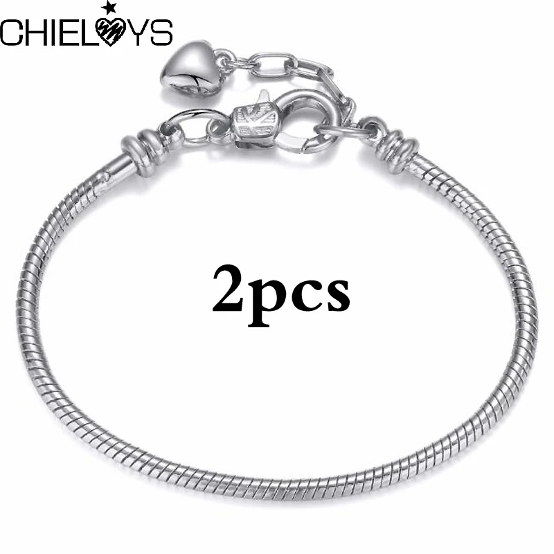

European Snake Chain With Silver Plated Charm Bracelets For Women Diy Style Screw Brand Bracelets Fit European Beads Charms