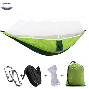 

Portable Hammock High Strength Parachute Hanging Bed With Mosquito Net For Drop shipping Outdoor Travel Camping Hammock Chair