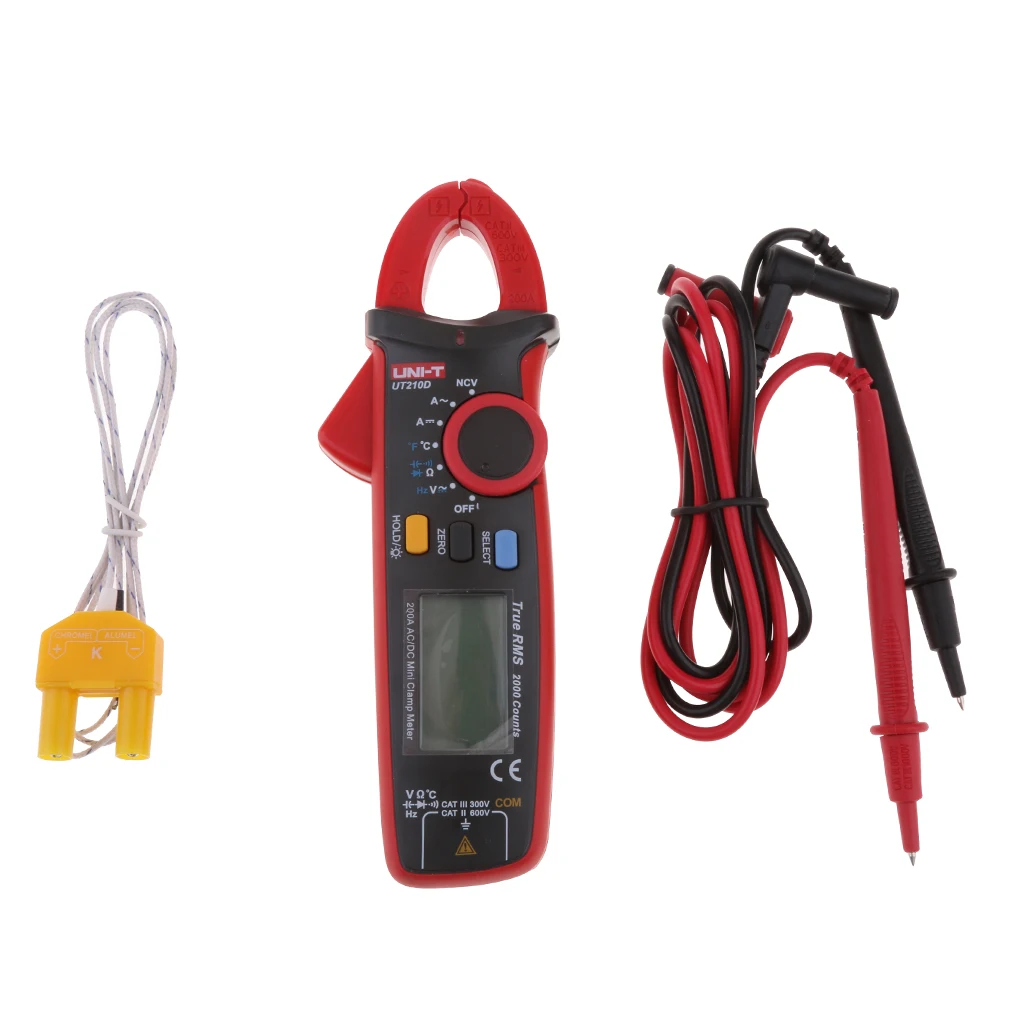 

UT210D AC/DC Voltage Amp Digital Clamp Meter Multimeter Ture RMS with Resistance Frequency Capacitance Temperature Diode Test