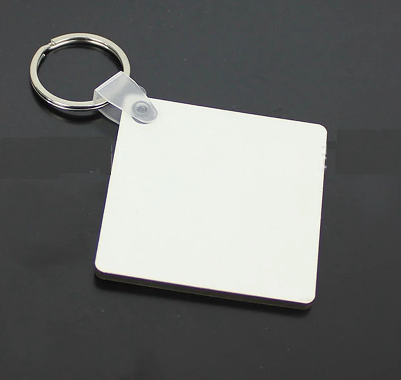 

30Pcs MDF Key Chain Square Wooden Hard Board Single sided Printing Key Rings Blank MDF Keychain for DIY