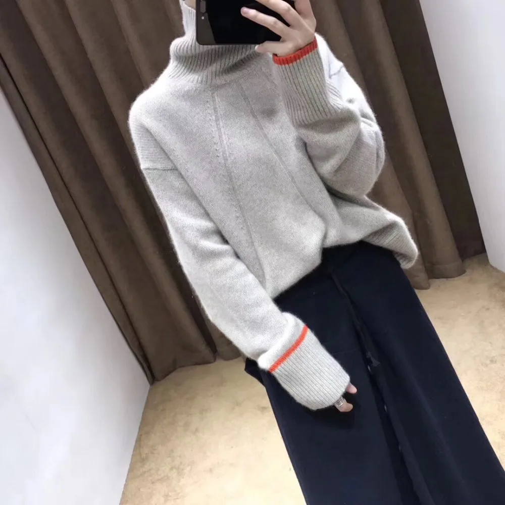 2019 New Autumn and Winter Cashmere Wool Blend Sweater Women Warm Loose Short High Collar Pullover Lazy Wind Thick | Женская одежда