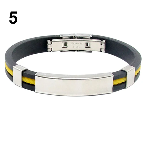 Модный мужской браслет для женщин, крутой резиновый браслет из нержавеющей стали, браслет с застежкой, браслет для пары, ювелирный подарок - Окраска металла: yellow