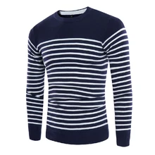 Осенне-зимний полосатый свитер пуловер мужской повседневный вязаный свитер мужской модный с круглым вырезом хлопок плюс размер пуловер свитер мужской