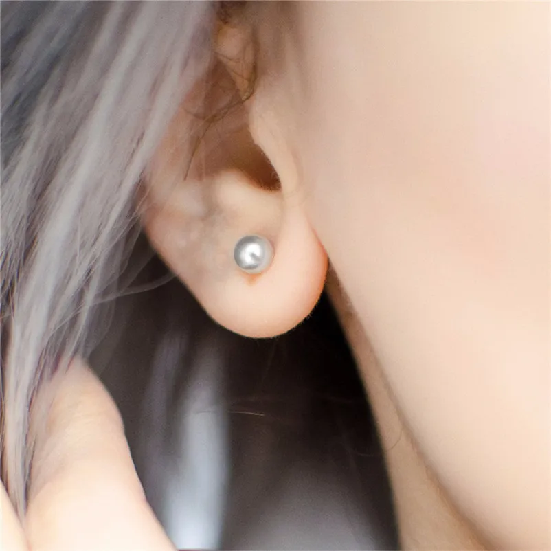 

100% 925 Silver Stud Earrings For Women 4mm-8mm White Freshwater Pearls Classic Simple Earring Fine Jewelry Accessories