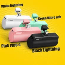 IWalk 5000 мАч карман Мощность банк Тип C со встроенным MFI 8-ми штифтовый кабель 1.5A 1A для Apple iPhone X Xiaomi Mi6 samsung S8 Батарея