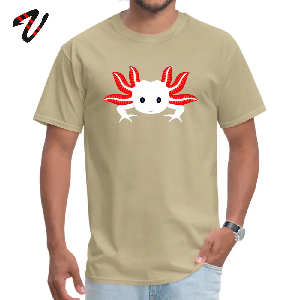 Axolotl T Shirt Dominant Short Sleeve Design 100% Cotton O-Neck Mens Tops Shirts Design Tee-Shirt VALENTINE DAY Axolotl 9495 beige