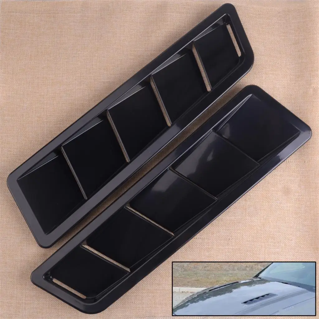 

CITALL 2PCS Universal Matte Black Car Solid ABS Bonnet Hood Vent Louver Cooling Panel Trim