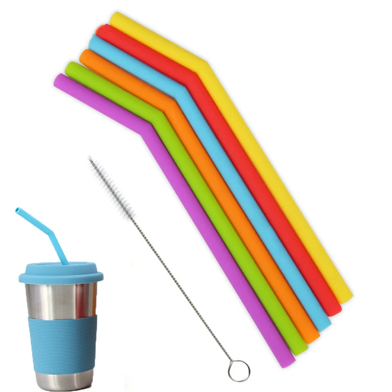

1/3Pcs Reusable Silicone Drinking Straws Set Extra Long Flexible Straws with Cleaning Brushes for 20 oz Tumbler Bar Party Straws