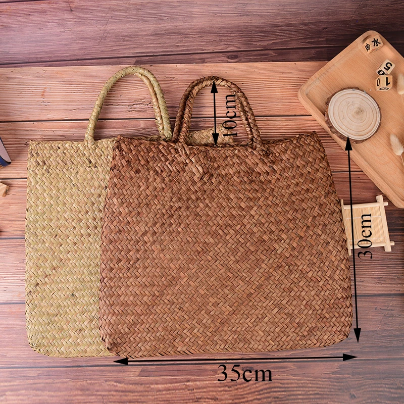 

1PCS Summer Beach Bag Big Straw Bags Handmade Woven Tote Women Travel Handbags Luxury Designer Shopping Wicker Rattan Hand Bags