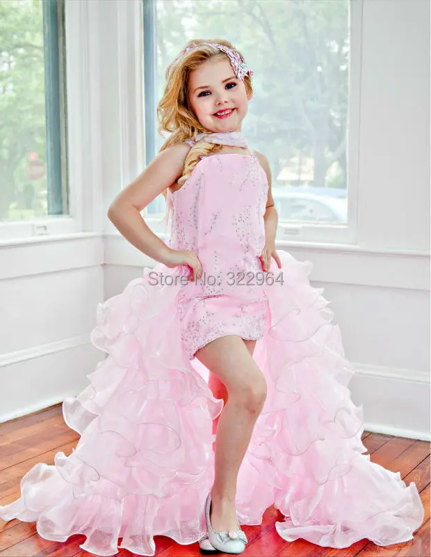 Eden Wood Strapless Sheath Organza Hi lo Little Girl's Pageant Dresses