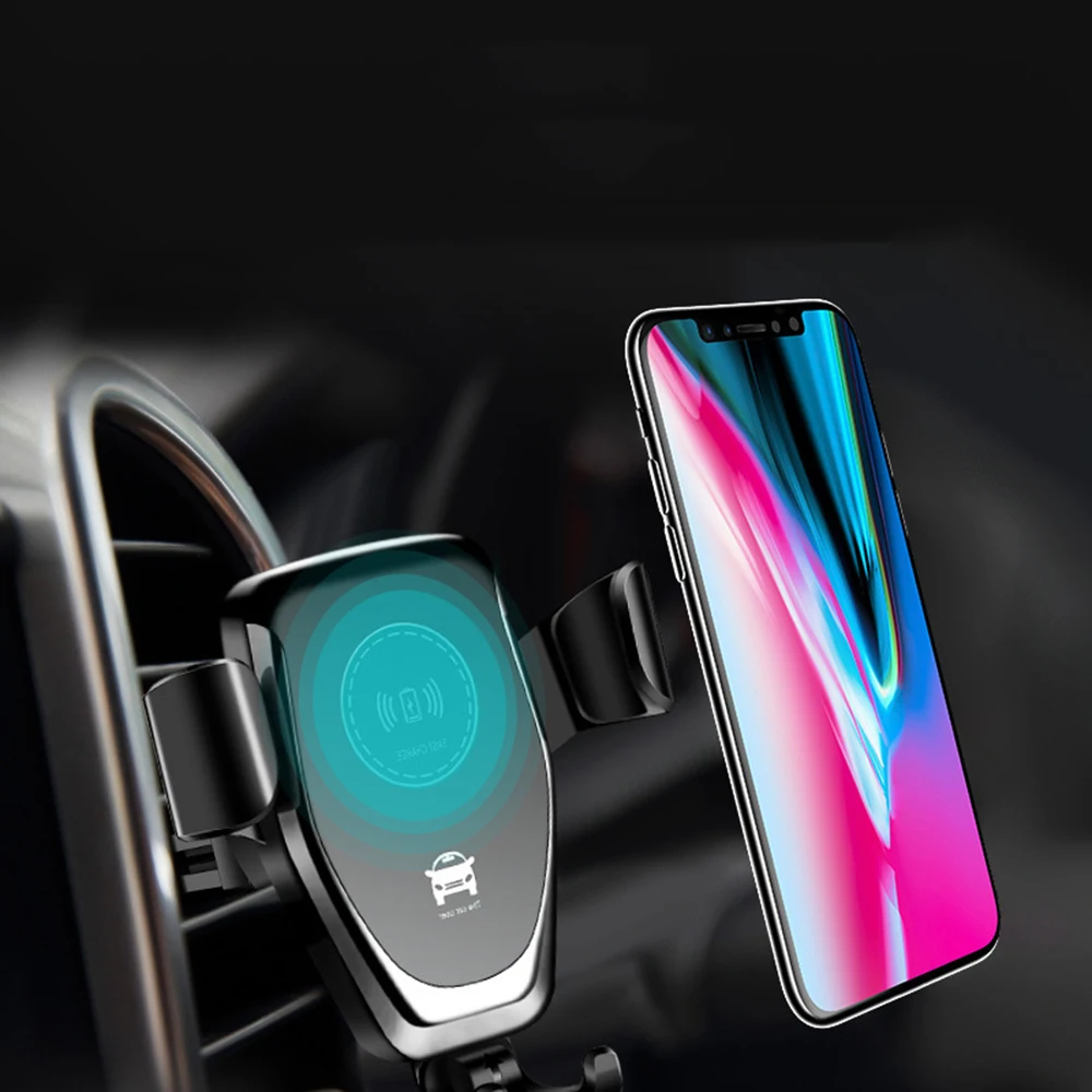 U & RO 5 W 10 W سيارة شاحن لاسلكي ل SamsungS9 S8 S10 التلقائي لقط سيارة لاسلكية رف شاحن ل فون xs ماكس سيارة تهمة