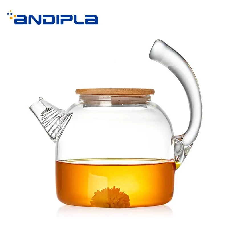 600ml/1000L Creative Handle Teapot Transparent Heat Resistant Glass Boiling Water Pot / Chinese Kung Fu Tea Set Drinkware Kettle | Дом и сад