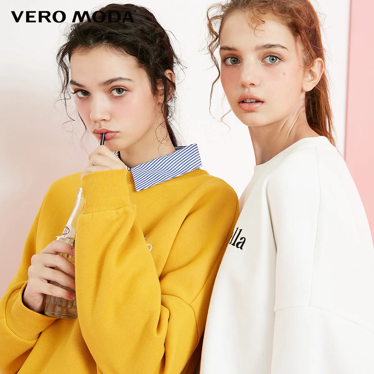 Vero Moda 2019 Новый ins Стиль Круглый Вырез Топ Падение плеча свободный sweate | 318433511