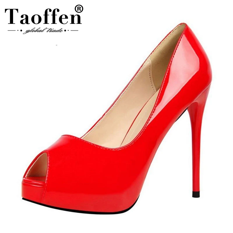 

TAOFFEN 7 Colors High Heel Shoes Women Peep Toe Platform High Heels Pumps 12cm Basic Shoes Women Wedding Footwear Size 34-39